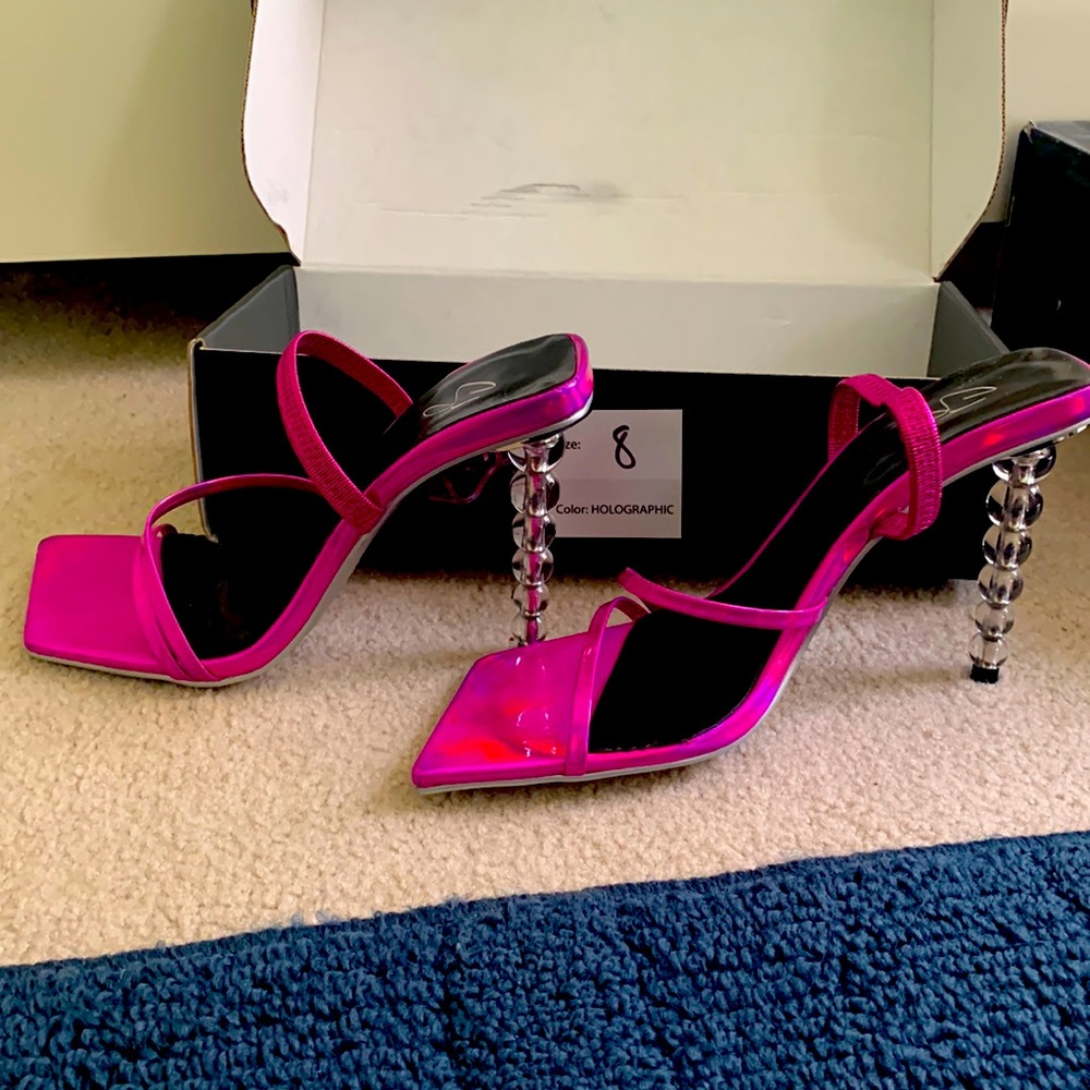 pink holographic heels